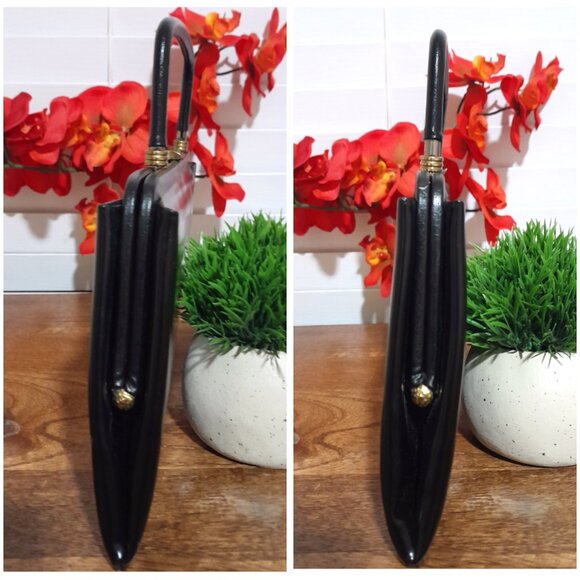 Vintage Garay CONVERTIBLE Clutch Tote Bag Black SMALL FLAW Minimalist - Picture 7 of 8